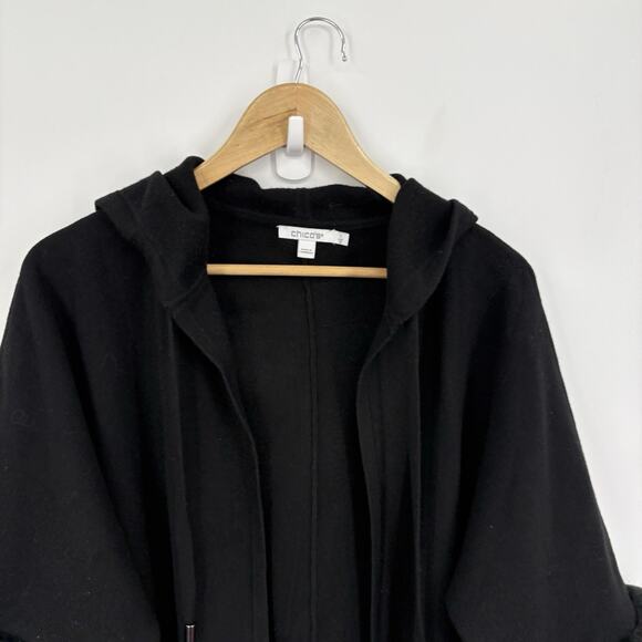 Chicos Sweater 1 Medium Faux Fur Quiet Luxury Soft Capsule Minimalist Hooded - Picture 4 of 8